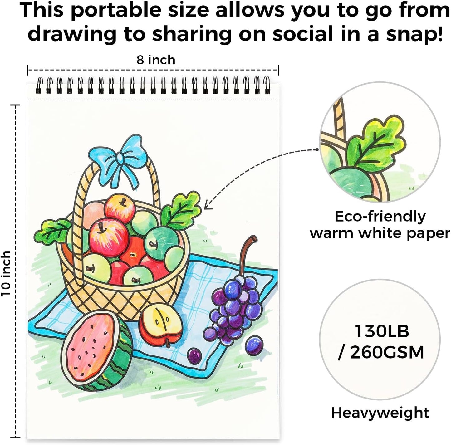 Ohuhu Colouring Books, Set of 4, Double-Sided, Bleedproof