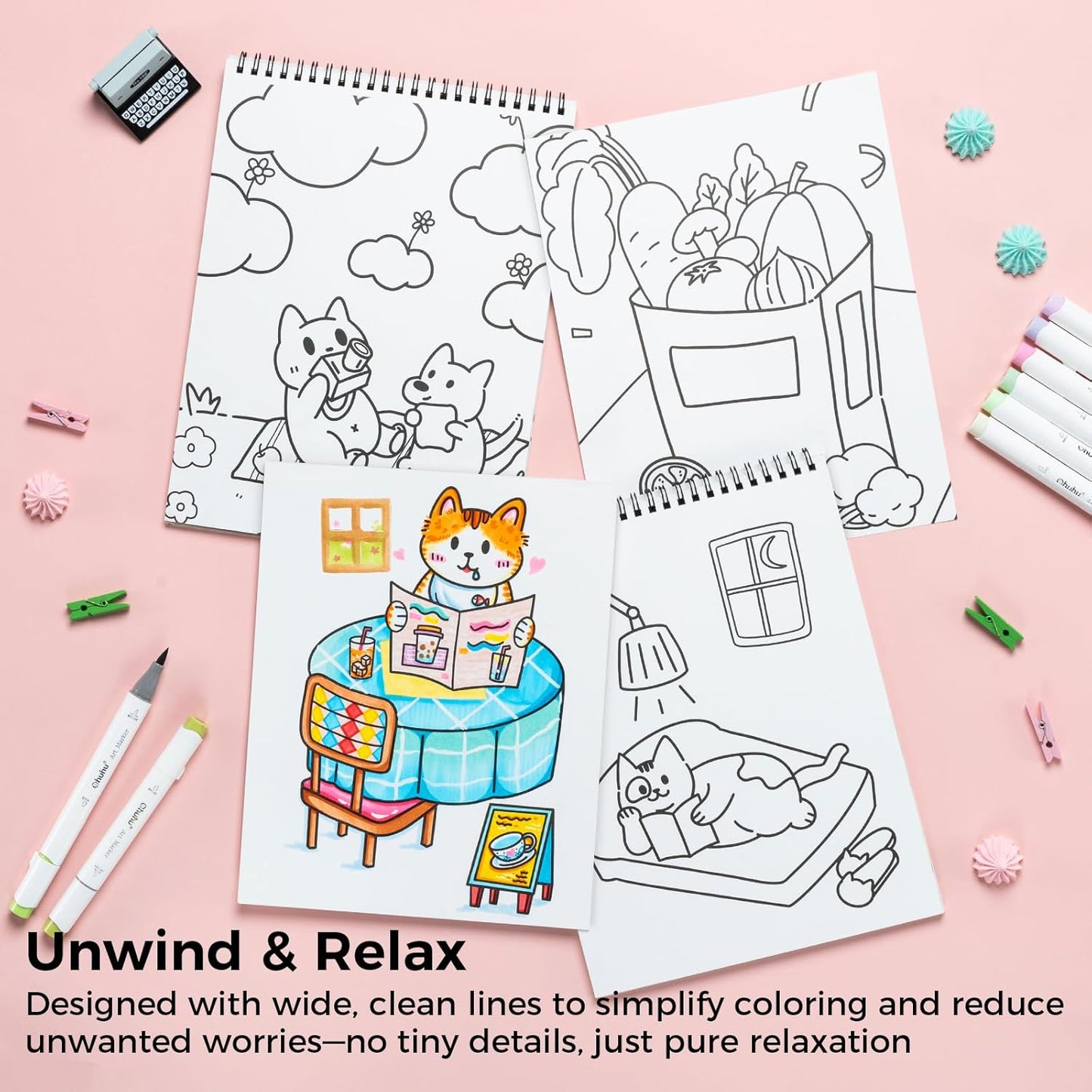 Ohuhu Colouring Book, Double-Sided, Bleedproof - My Simple Pleasure