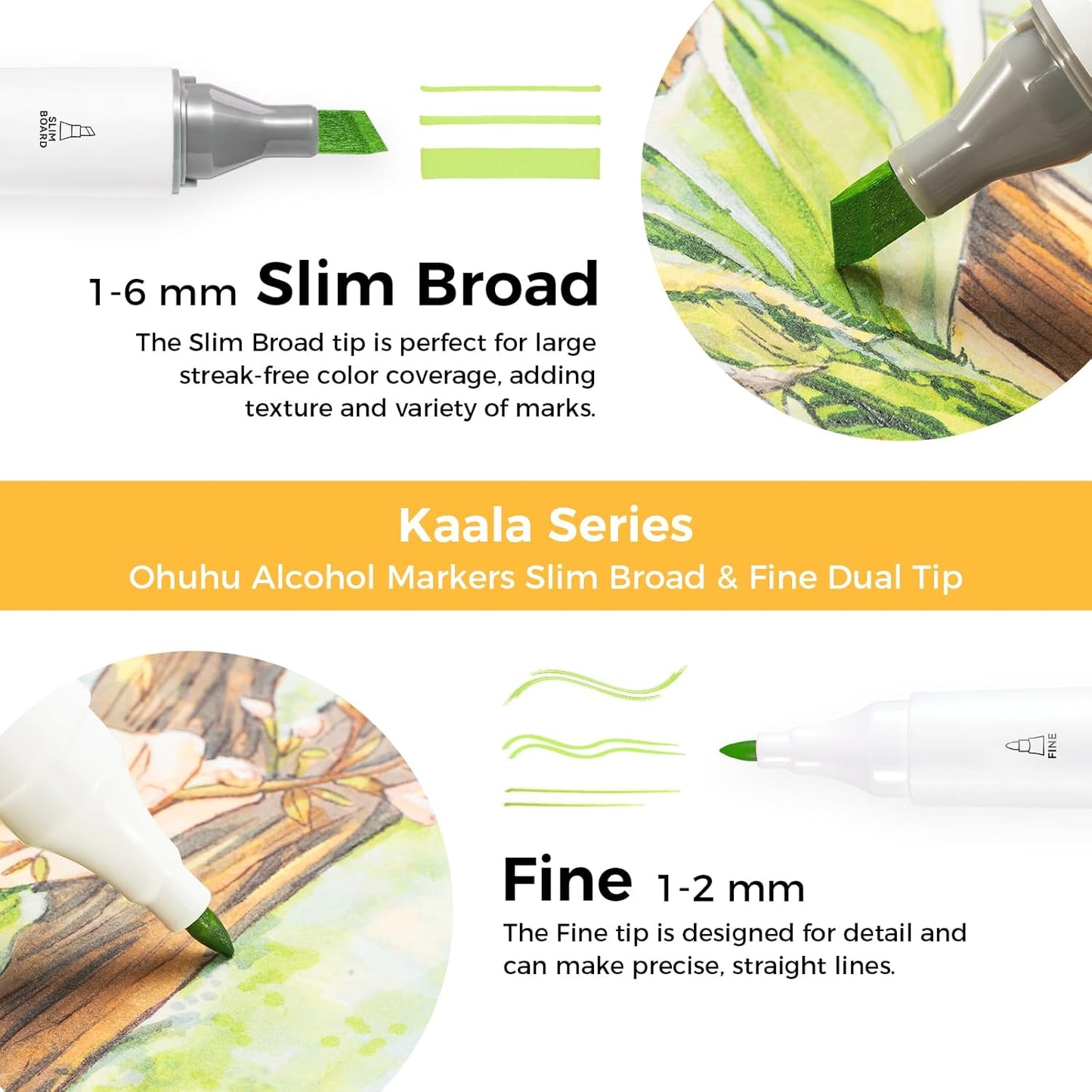 Ohuhu Kaala 108 Colours Dual Tip Alcohol Markers