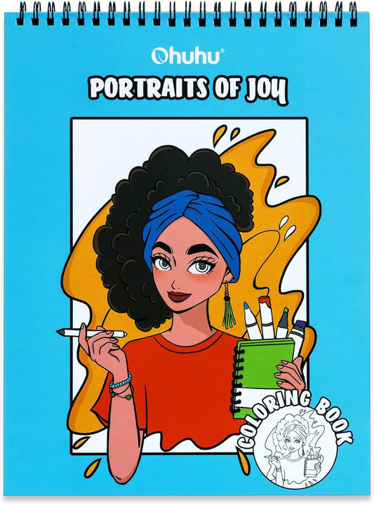 Ohuhu Colouring Book, Double-Sided, Bleedproof - Portraits of Joy