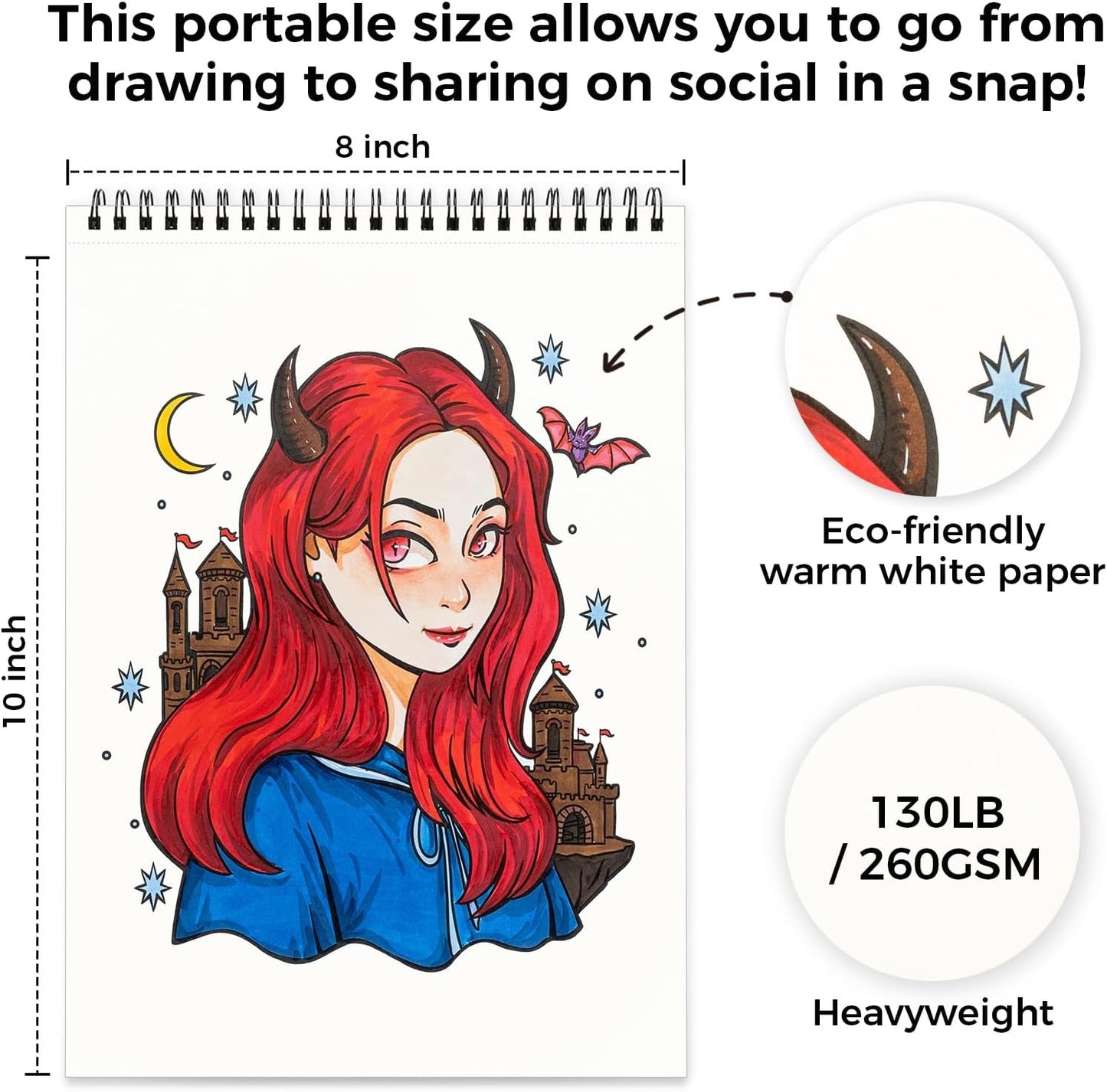 Ohuhu Colouring Book, Double-Sided, Bleedproof - Portraits of Joy