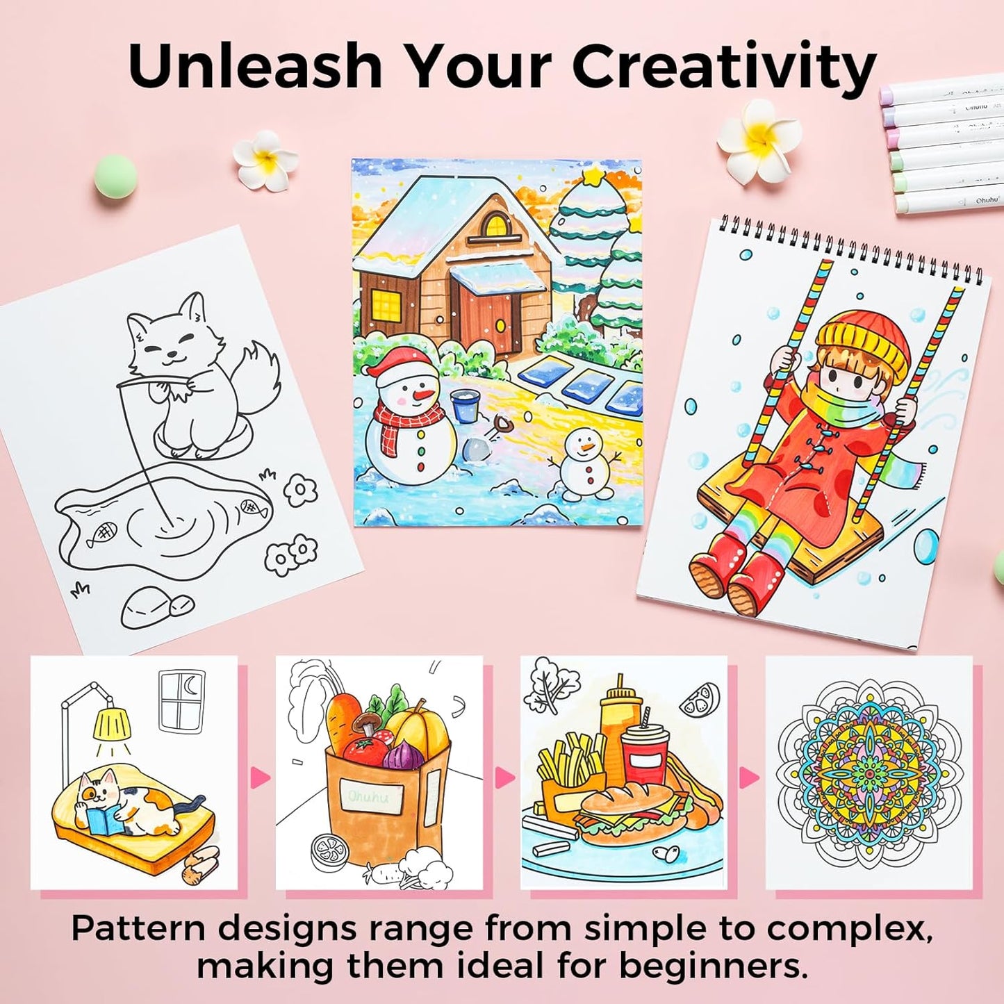 Ohuhu Colouring Book, Double-Sided, Bleedproof - My Simple Pleasure