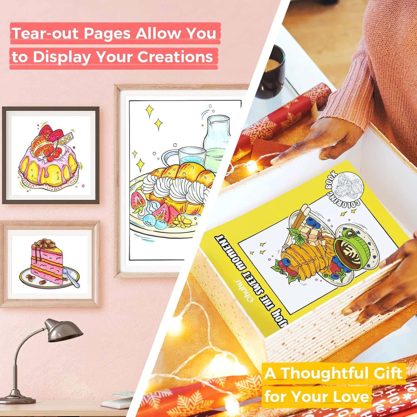 Ohuhu Colouring Book, Double-Sided, Bleedproof - Enjoy the Sweet Moment