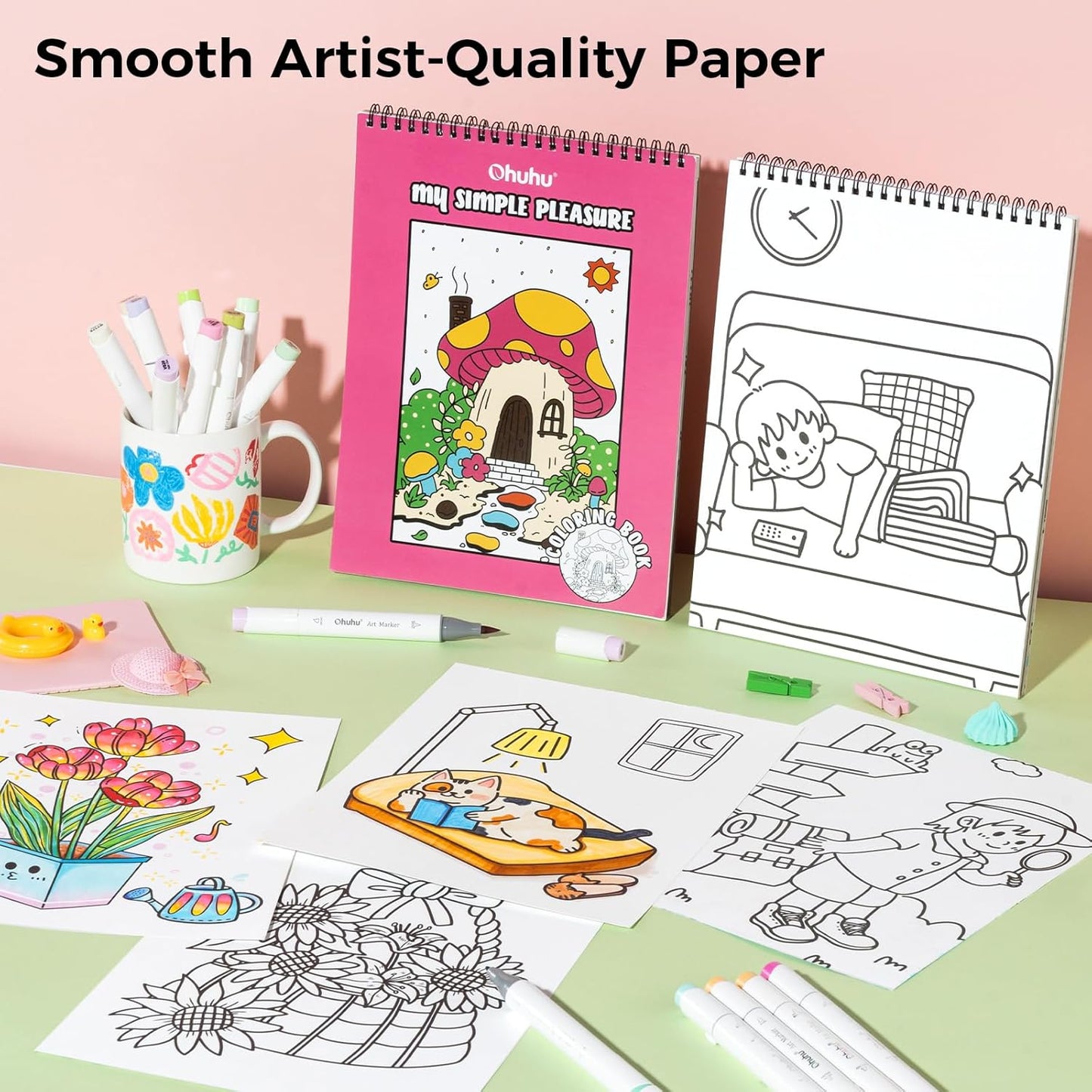 Ohuhu Colouring Book, Double-Sided, Bleedproof - My Simple Pleasure