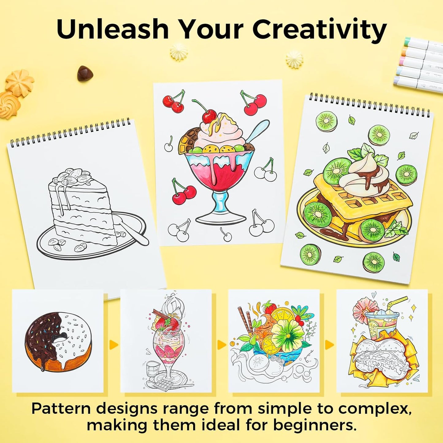 Ohuhu Colouring Book, Double-Sided, Bleedproof - Enjoy the Sweet Moment
