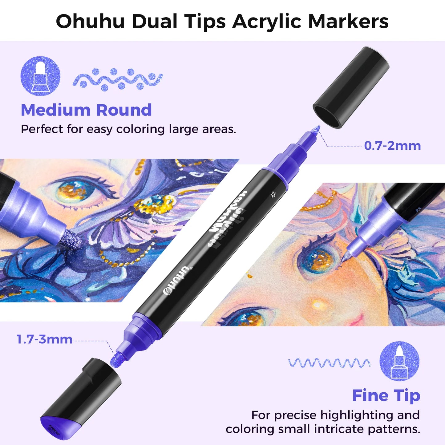 Ohuhu Acrylic Markers 30 Metallic Colours