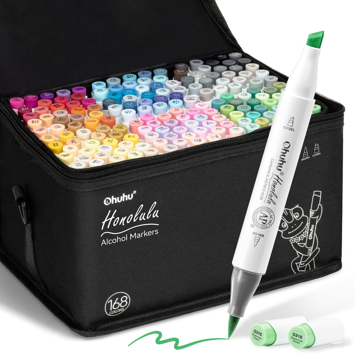 Ohuhu Honolulu 168 Colours Dual Tip Alcohol Art Markers