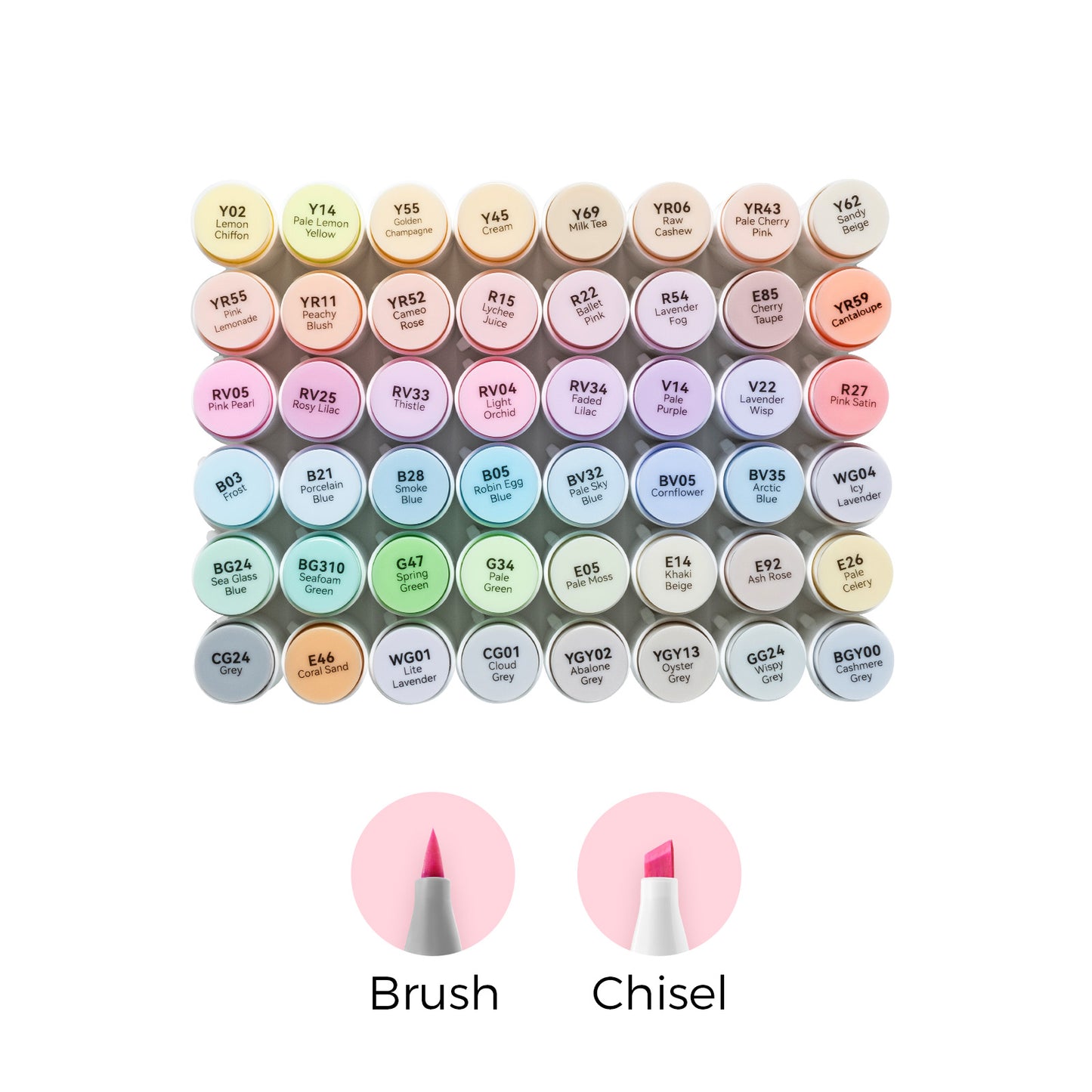 Ohuhu Honolulu "Sweetness" 48 Pastel Colours Dual Tip Alcohol Markers