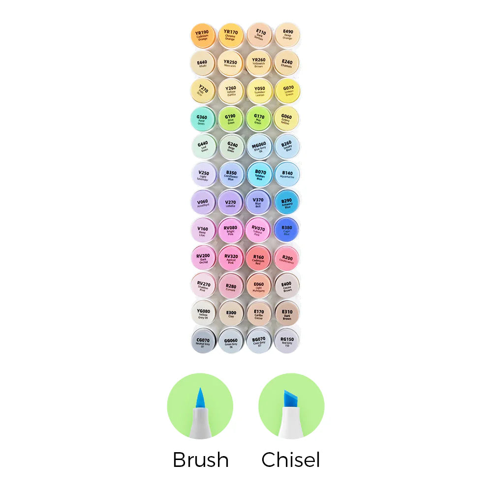 Ohuhu Honolulu 48 Mid-tone Colours Dual Tip Alcohol Art Markers