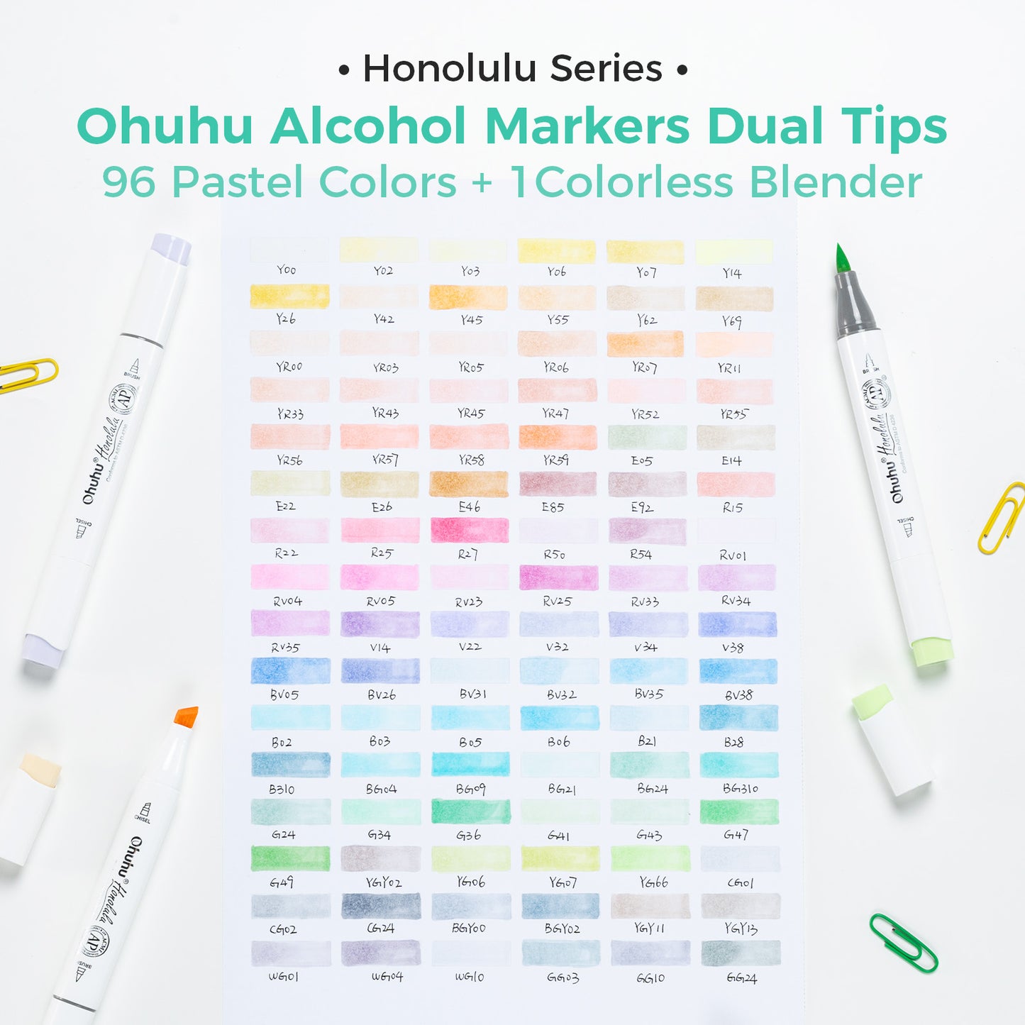 Ohuhu Honolulu "Sweetness" and "Blossoming" 96 Pastel Colours Dual Tip Alcohol Markers