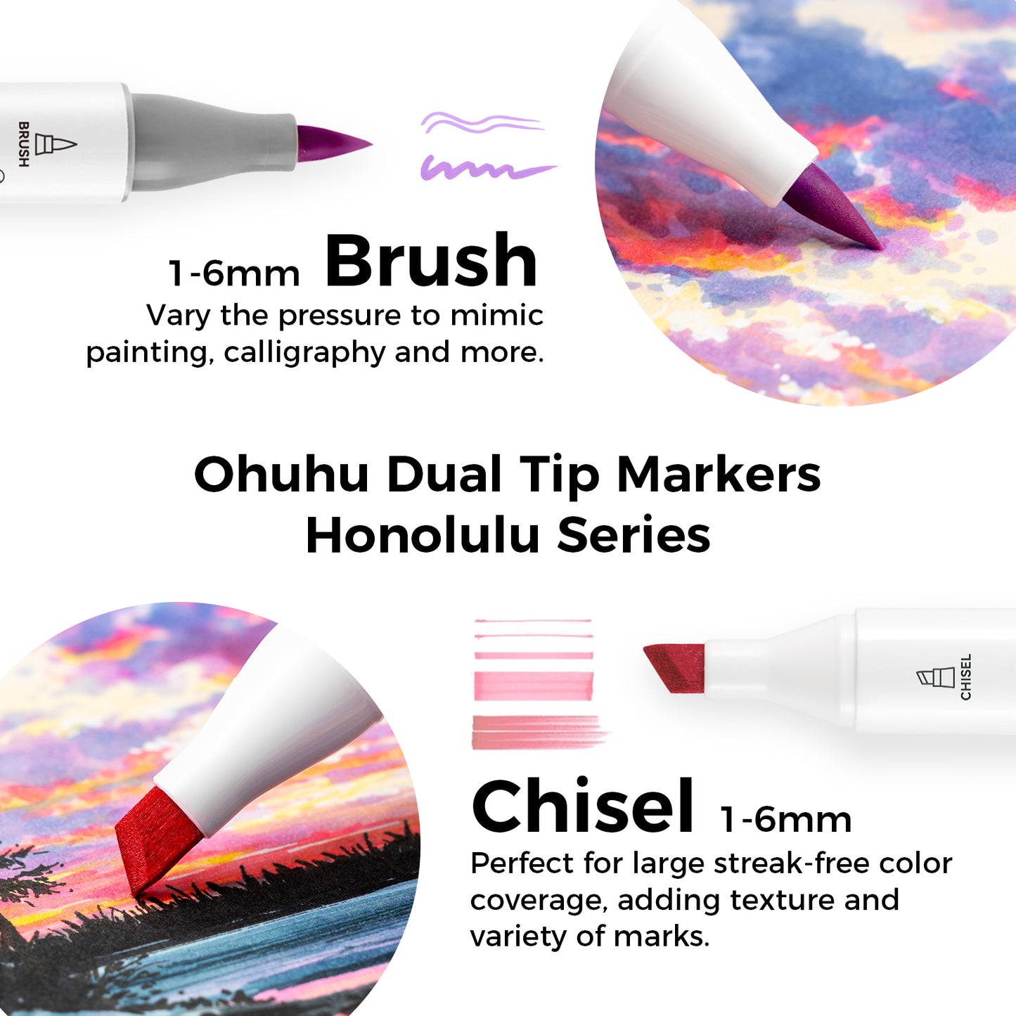 Ohuhu Honolulu 104 Colours Dual Tip Alcohol Art Markers