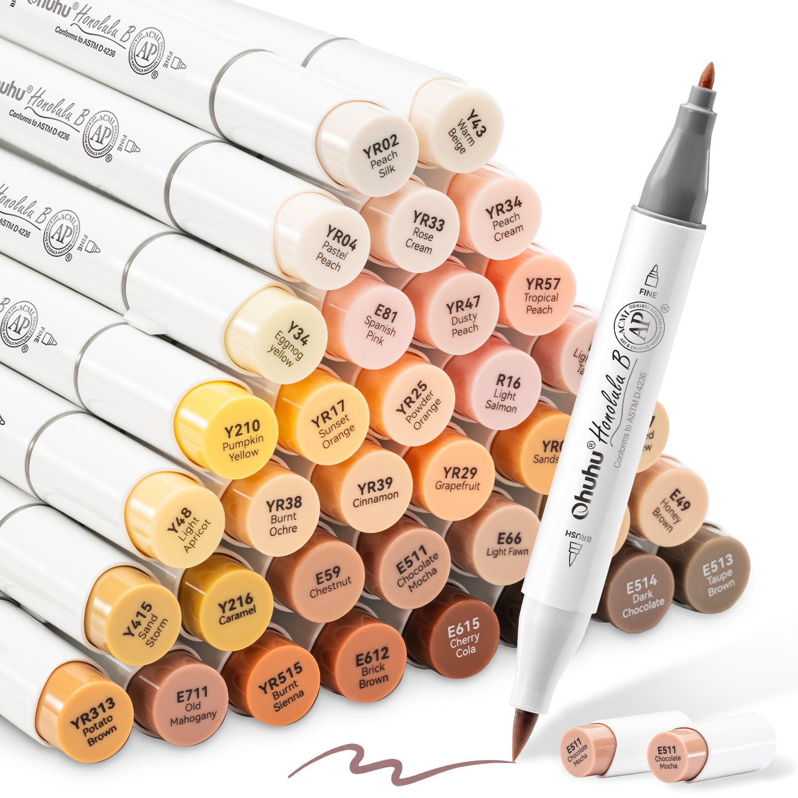 Ohuhu Honolulu B 36 Skin Tone Colours Dual Tip Alcohol Markers