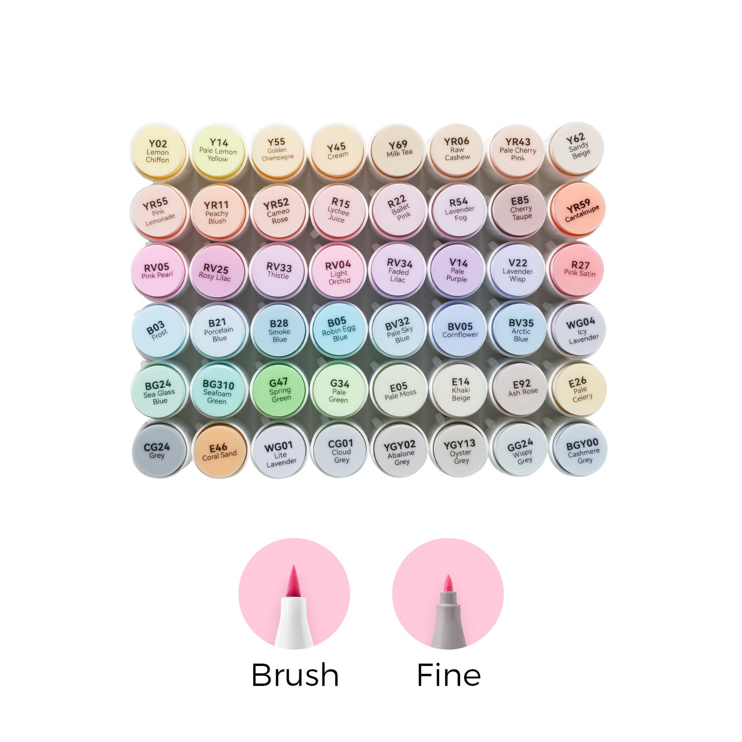 Ohuhu Honolulu B 48 Pastel Colours Dual Tip Alcohol Markers
