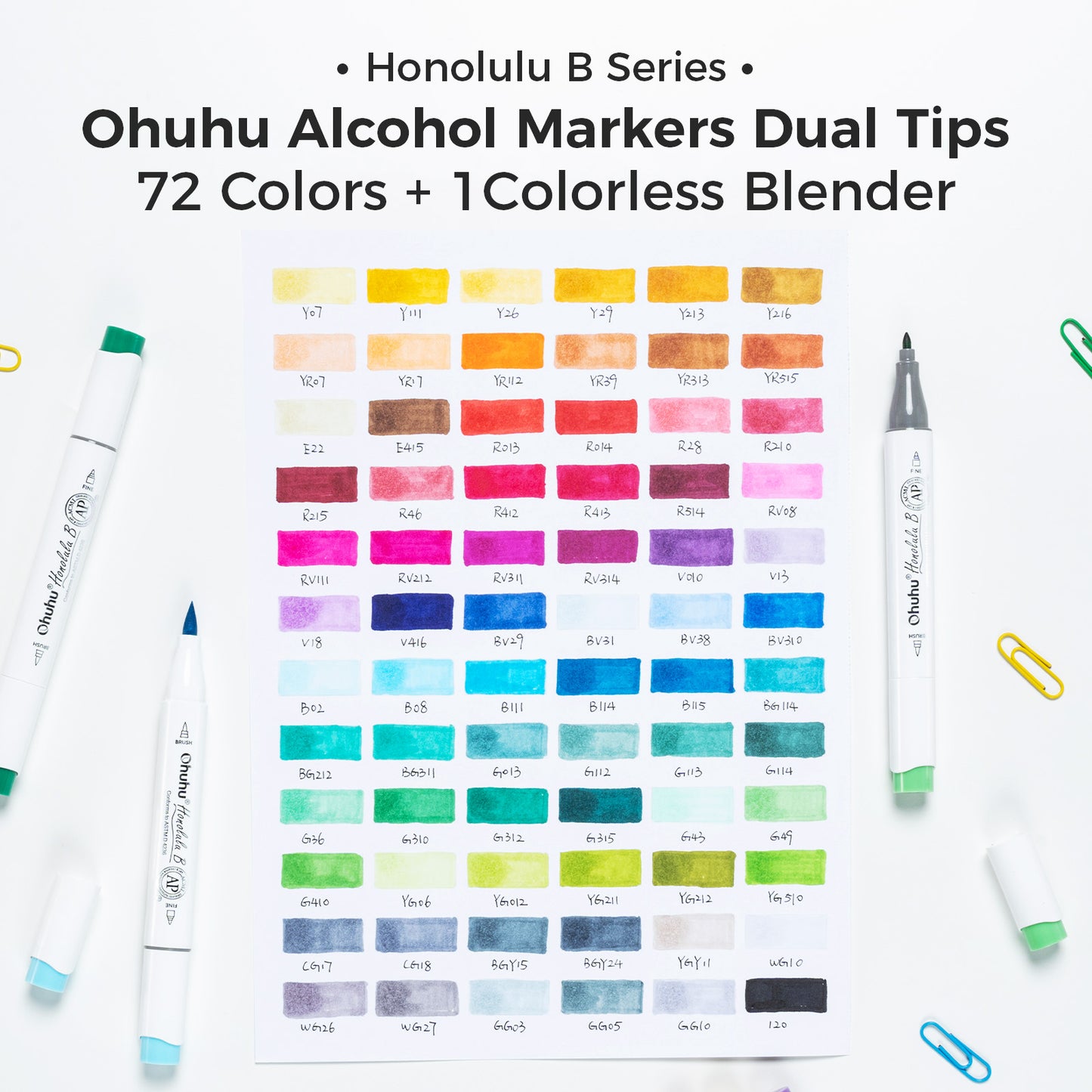 Ohuhu Honolulu B 72 Colours Dual Tip Alcohol Art Markers