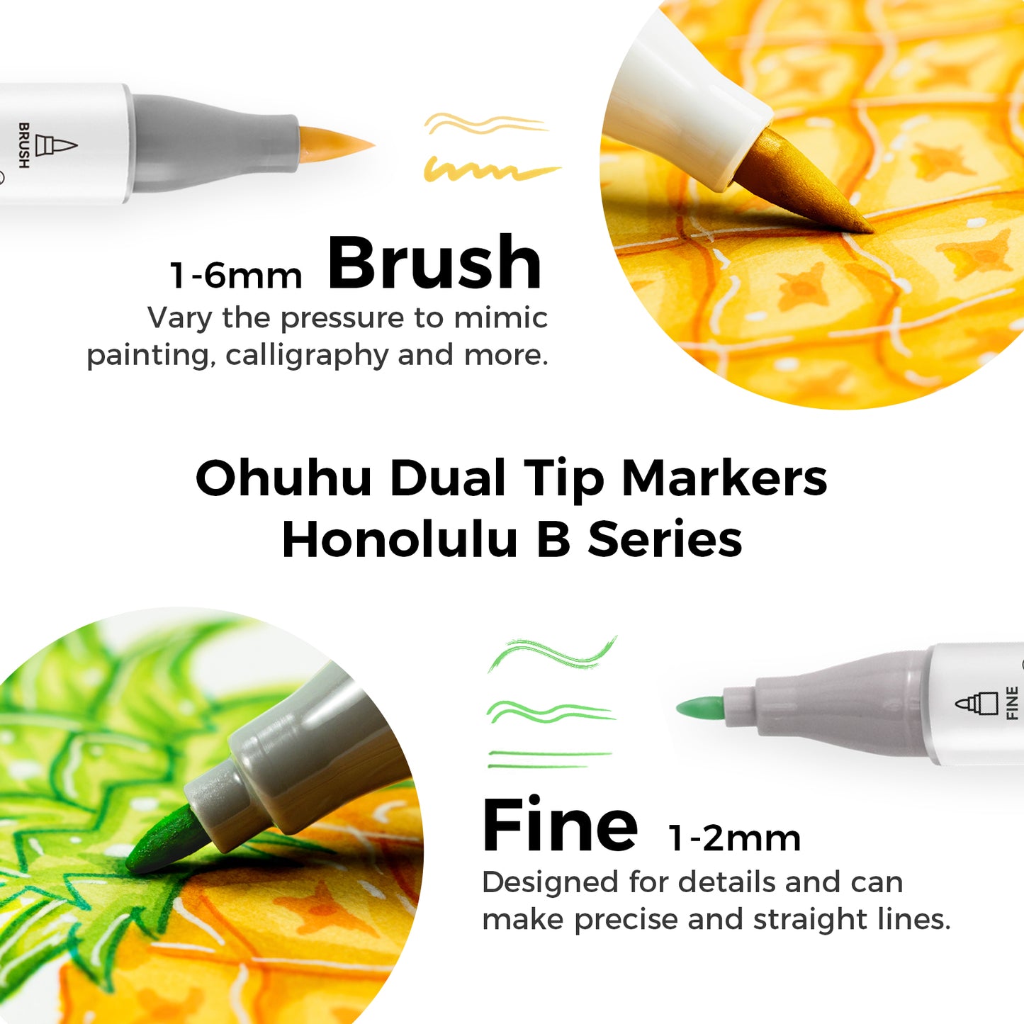 Ohuhu Honolulu B 320 Colours Dual Tip Alcohol Art Markers
