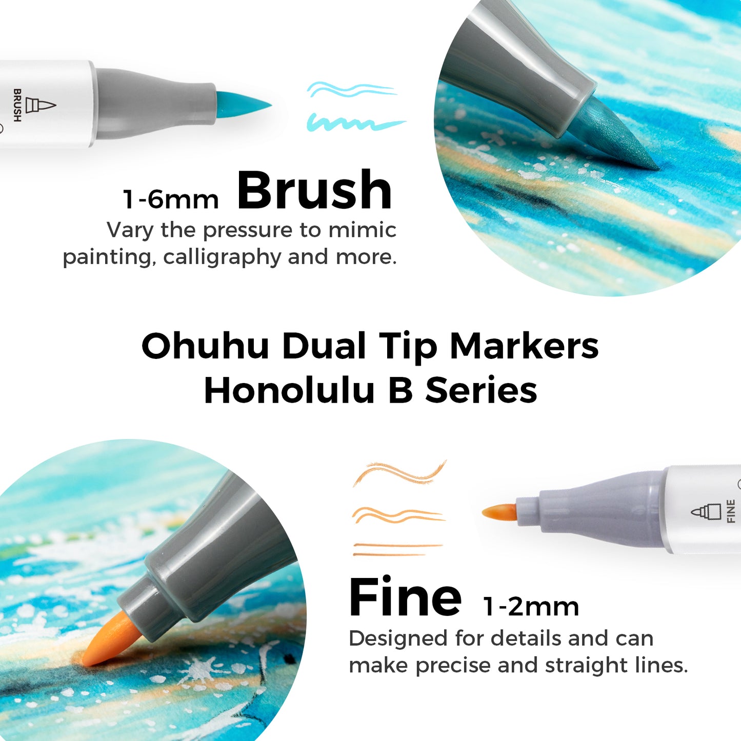Ohuhu Honolulu B 48 Pastel Colours Dual Tip Alcohol Markers