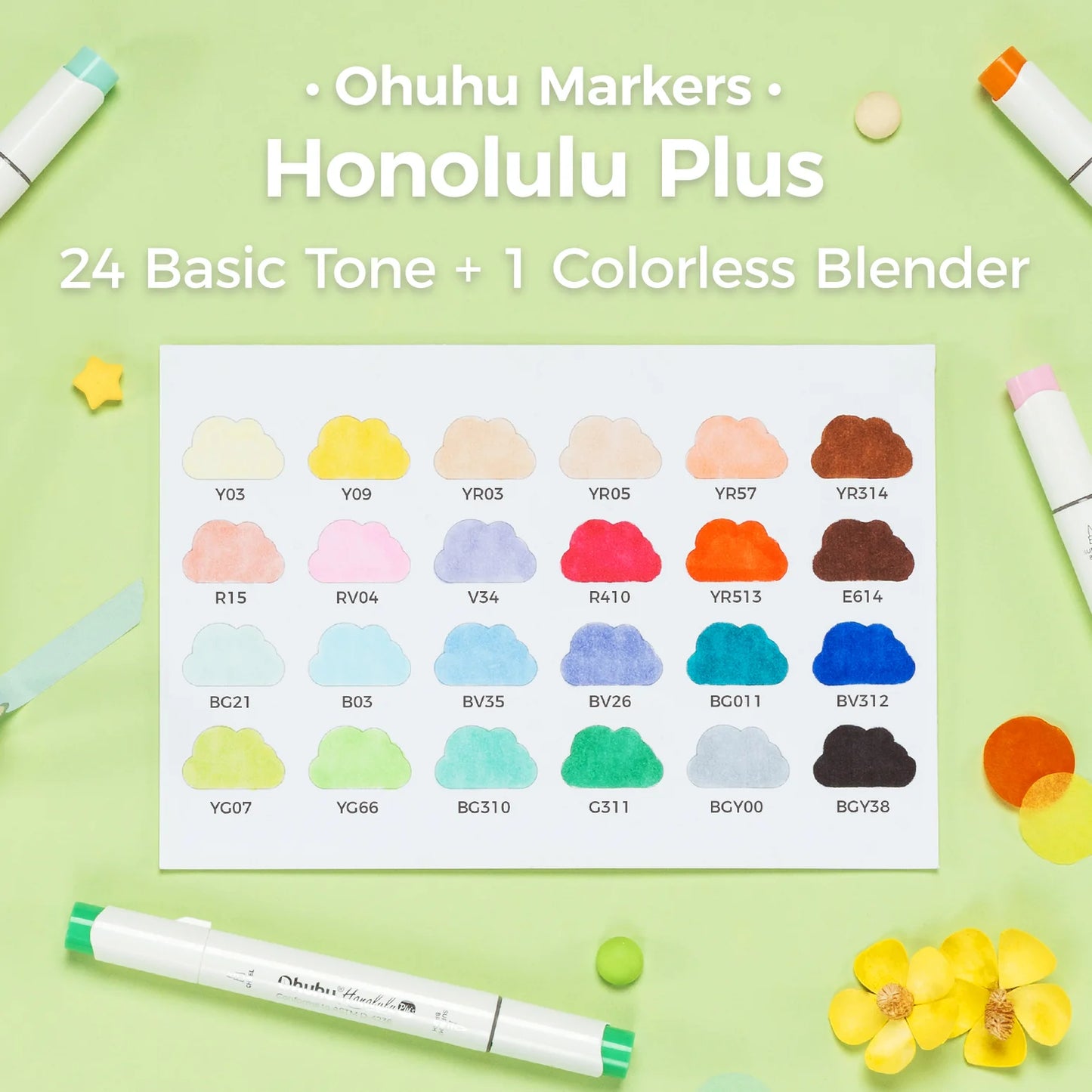 Ohuhu Honolulu Plus 24 Colours Dual Tip Alcohol Art Markers