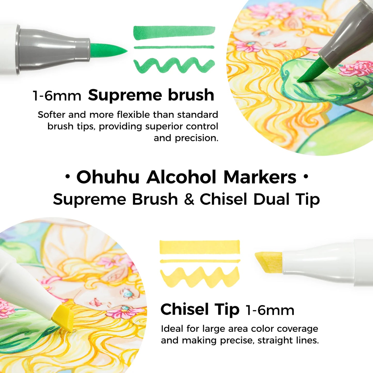 Ohuhu Honolulu Plus 24 Colours Dual Tip Alcohol Art Markers