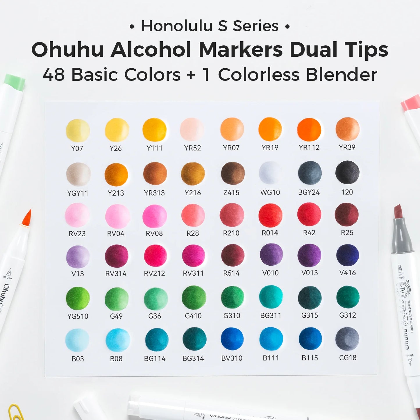 Ohuhu Honolulu S 48 Colours Dual Tip Alcohol Art Markers