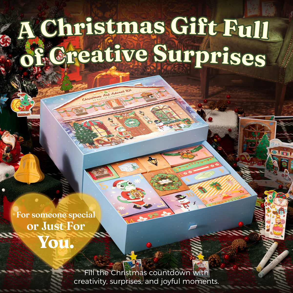 Ohuhu Christmas Advent Calendar 2026, 24 Days Countdown Gift Kit