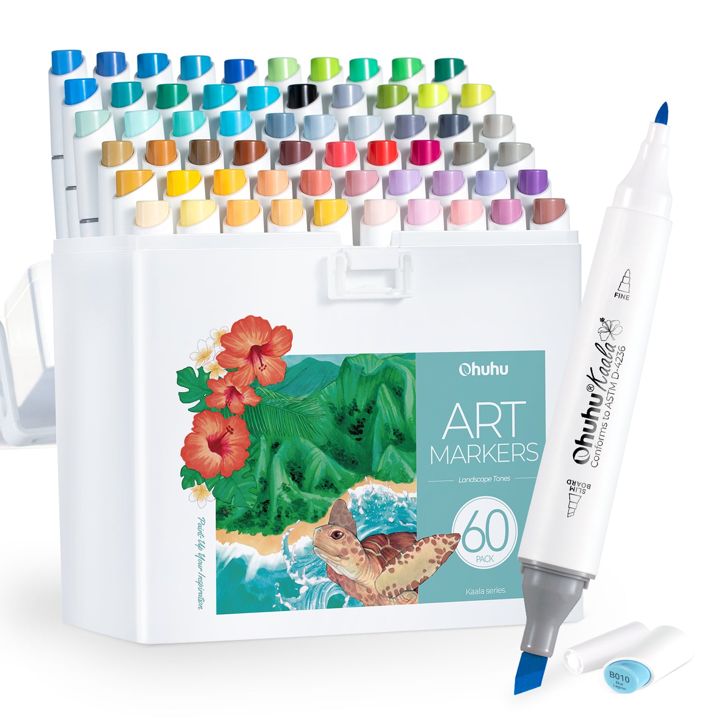 Ohuhu Kaala 60 Colours Dual Tip Alcohol Markers, Landscape Tones