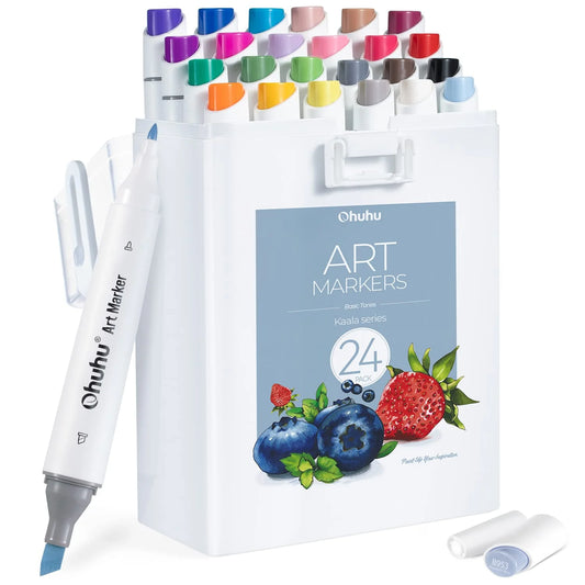 Ohuhu Kaala 24 Colours Dual Tip Alcohol Markers, Basic Tones