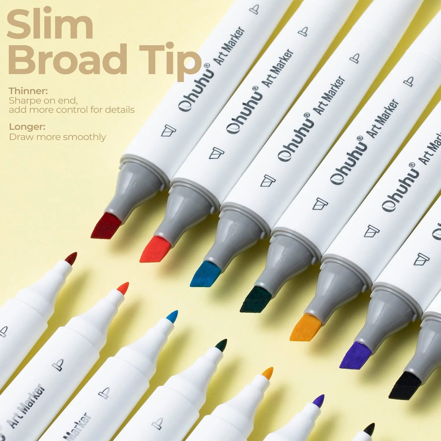 Ohuhu Kaala 24 Colours Dual Tip Alcohol Markers, Basic Tones