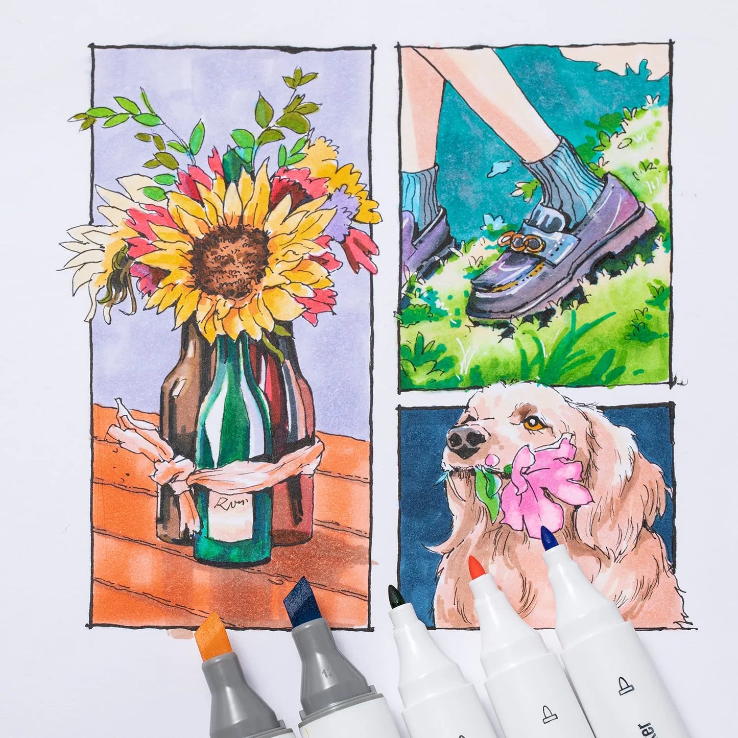 Ohuhu Kaala 24 Colours Dual Tip Alcohol Markers, Basic Tones