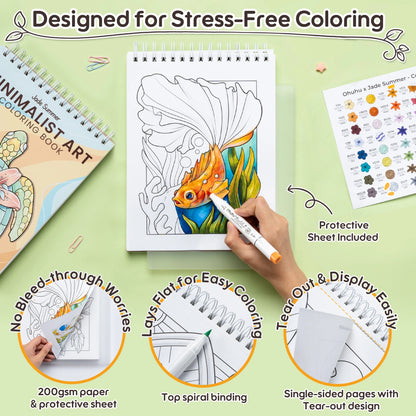 Ohuhu x Jade Summer Limited Edition Colouring Set, Honolulu B 48 Colours Alcohol Markers with Brush & Fine Dual Tips