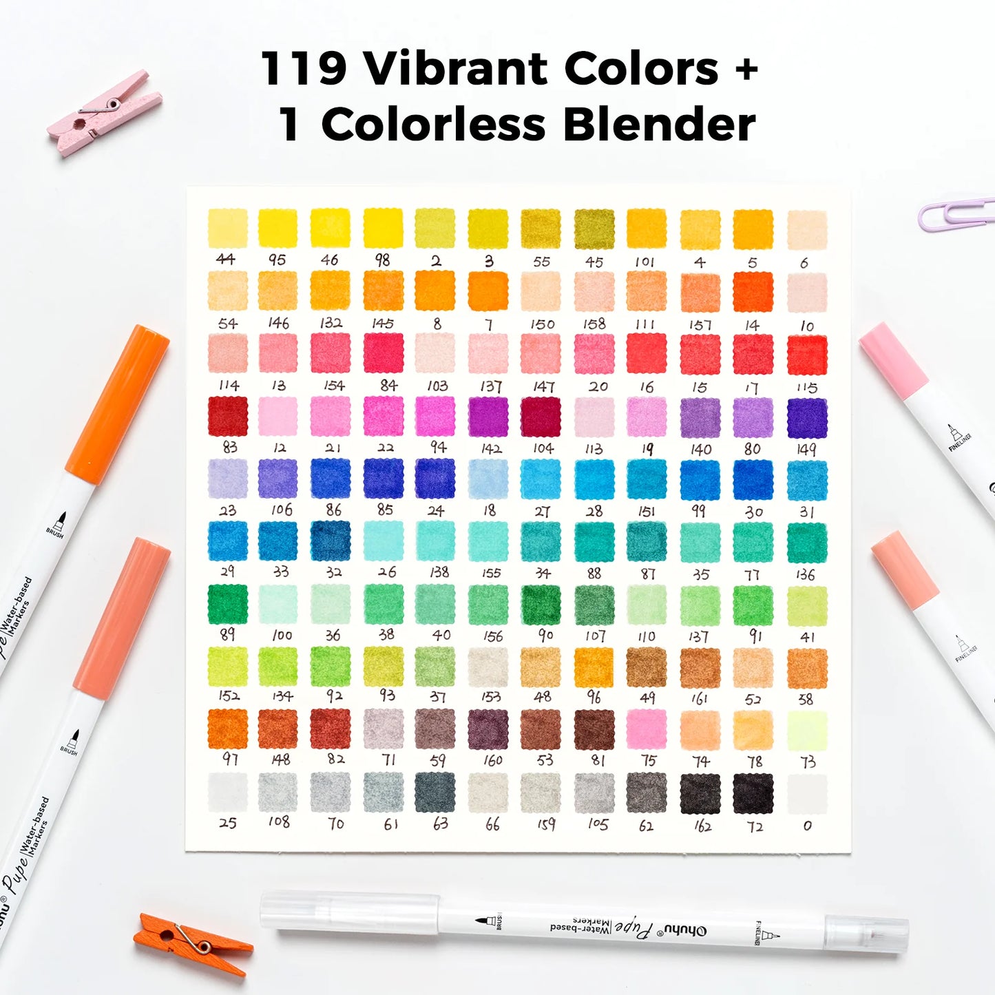 Ohuhu Pupe 120 Colours Paper-Friendly Dual Tip Water Based Art Markers