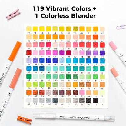Ohuhu Pupe 120 Colours Paper-Friendly Dual Tip Water Based Art Markers
