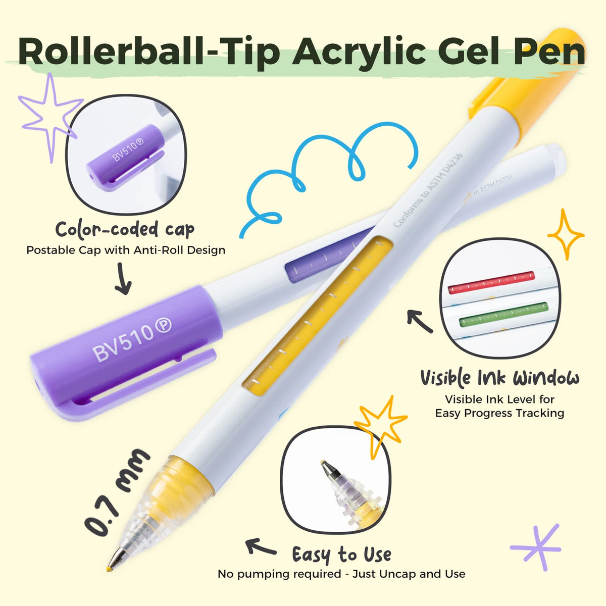 Ohuhu Wai Momi 36 Colours Acrylic Gel Pens