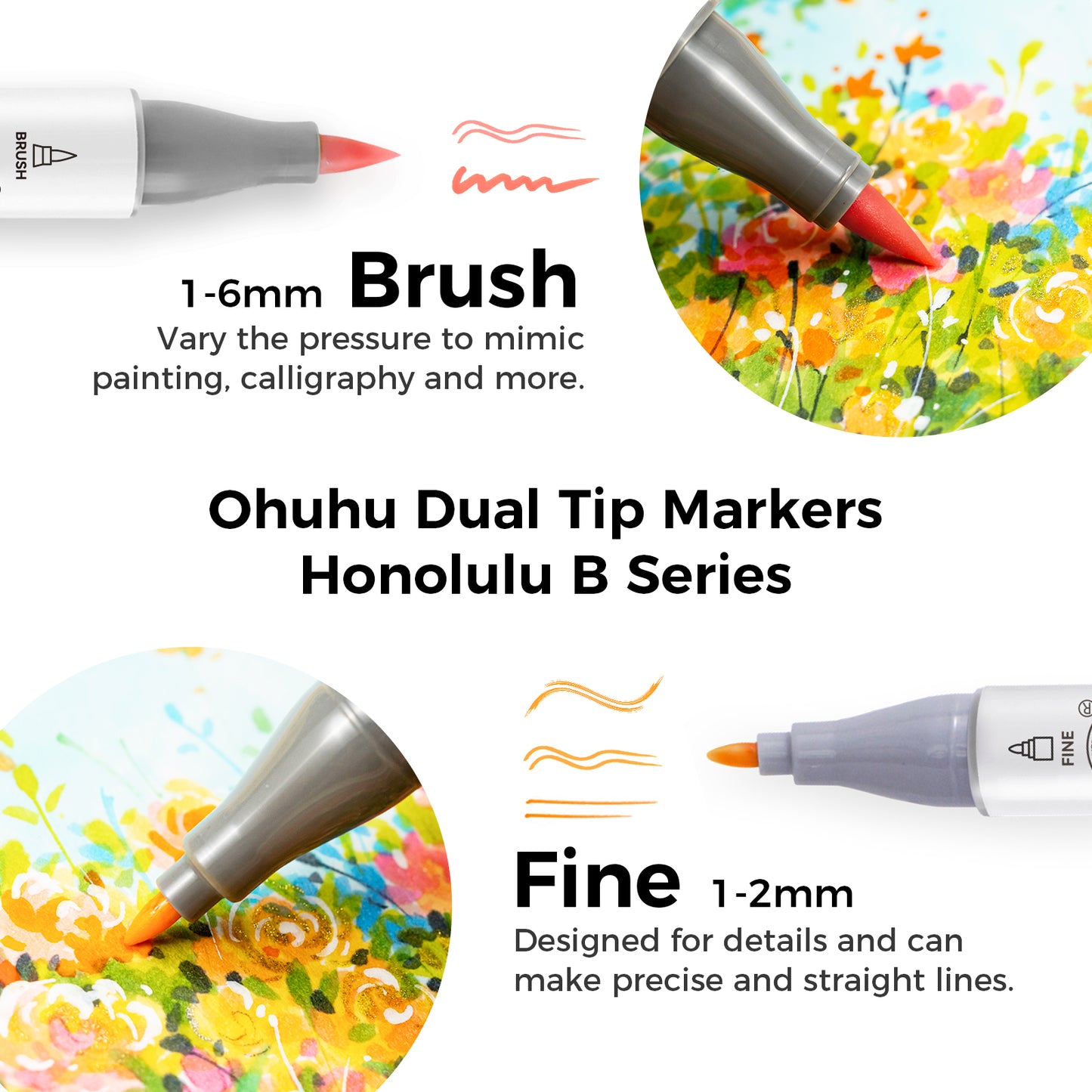 Ohuhu Honolulu B 48 Colours Dual Tip Alcohol Art Markers