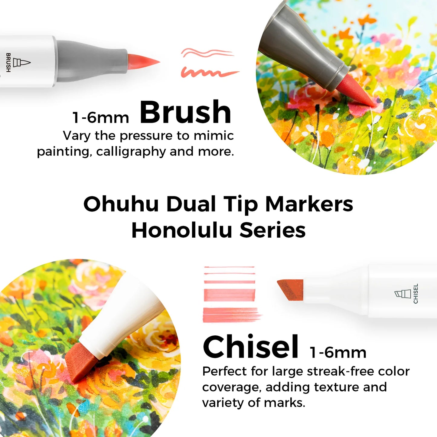 Ohuhu Honolulu 48 Mid-tone Colours Dual Tip Alcohol Art Markers