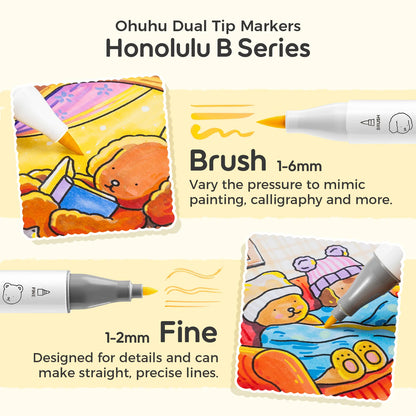 Ohuhu Honolulu B 48 Basic Colours Dual Tip Alcohol Art Markers (Co-branding with Bobbie Goods)