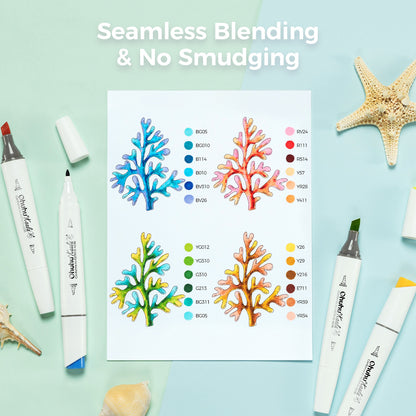 Ohuhu Kaala 60 Colours Dual Tip Alcohol Markers, Landscape Tones