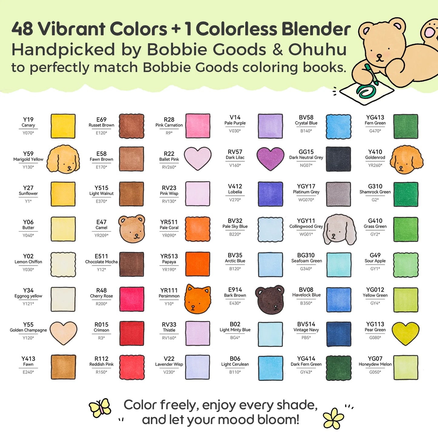 Ohuhu Honolulu B 48 Basic Colours Dual Tip Alcohol Art Markers (Co-branding with Bobbie Goods)