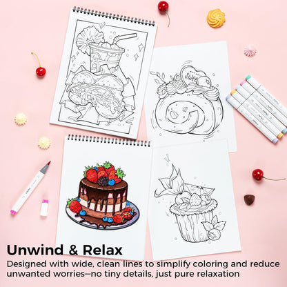 Ohuhu Colouring Book, Double-Sided, Bleedproof - Enjoy the Sweet Moment