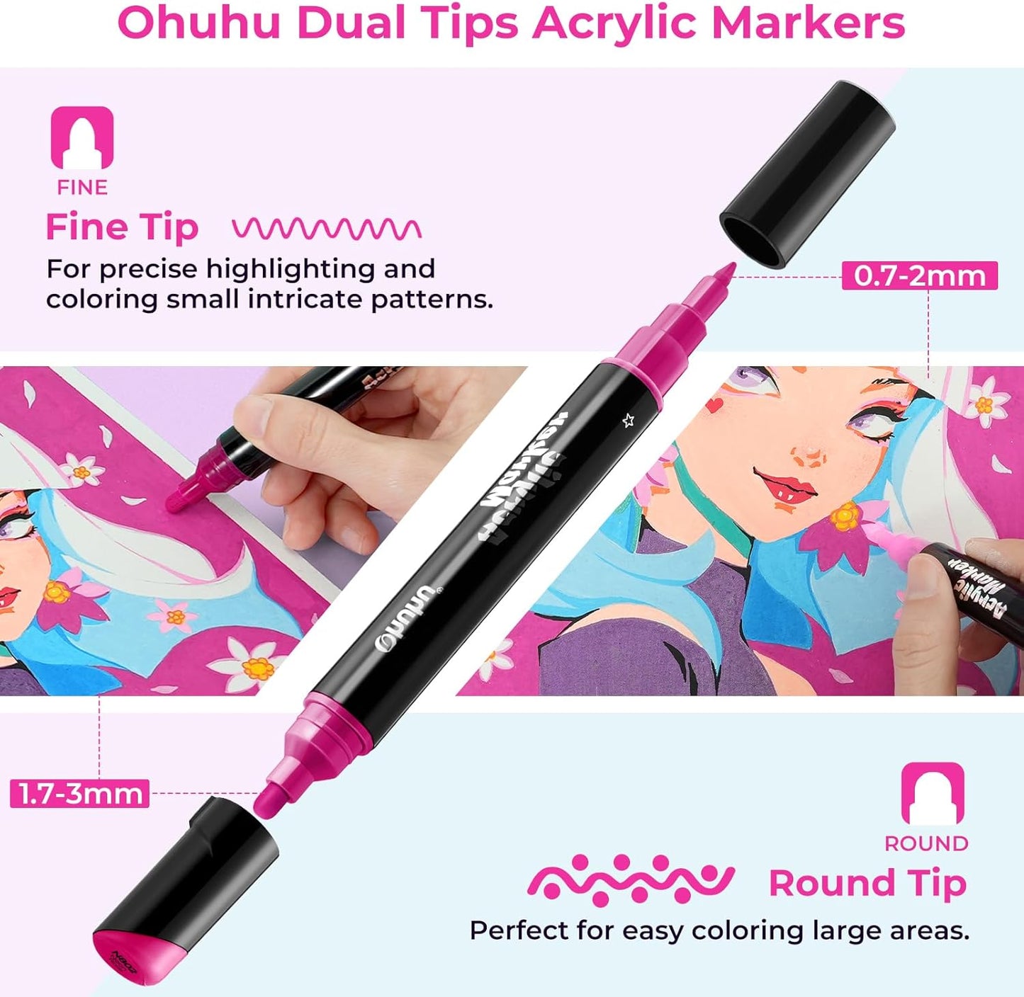 Ohuhu Acrylic Markers 90 Colours