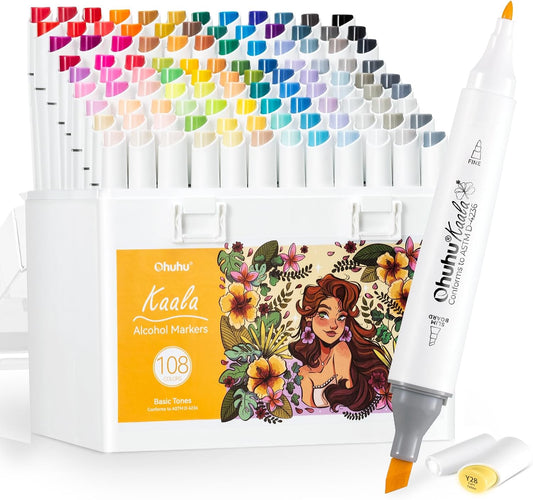 Ohuhu Kaala 108 Colours Dual Tip Alcohol Markers