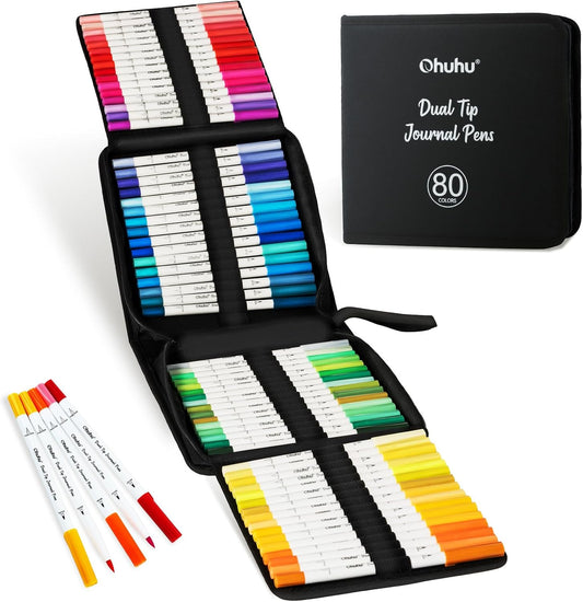Ohuhu 80 Colours Dual Tip Journaling Pens