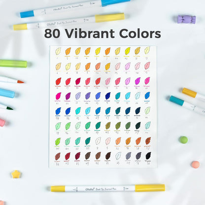 Ohuhu 80 Colours Dual Tip Journaling Pens