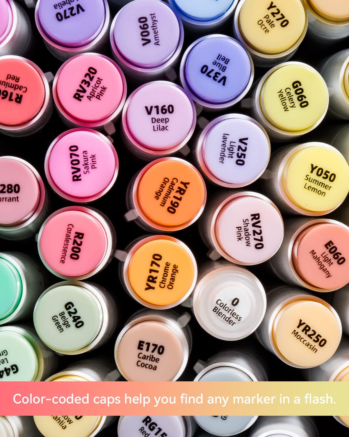 Ohuhu Honolulu 48 Mid-tone Colours Dual Tip Alcohol Art Markers (New Packaging)