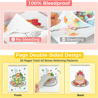 Ohuhu Colouring Book, Double-Sided, Bleedproof - Enjoy the Sweet Moment