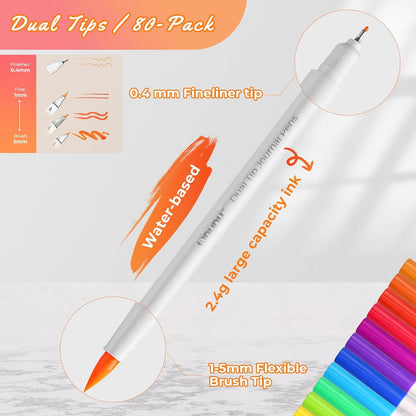 Ohuhu 80 Colours Dual Tip Journaling Pens
