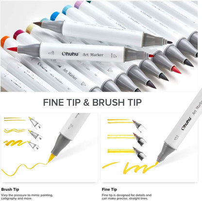 Ohuhu Honolulu B 24 Skin Tone Colours Dual Tip Alcohol Markers