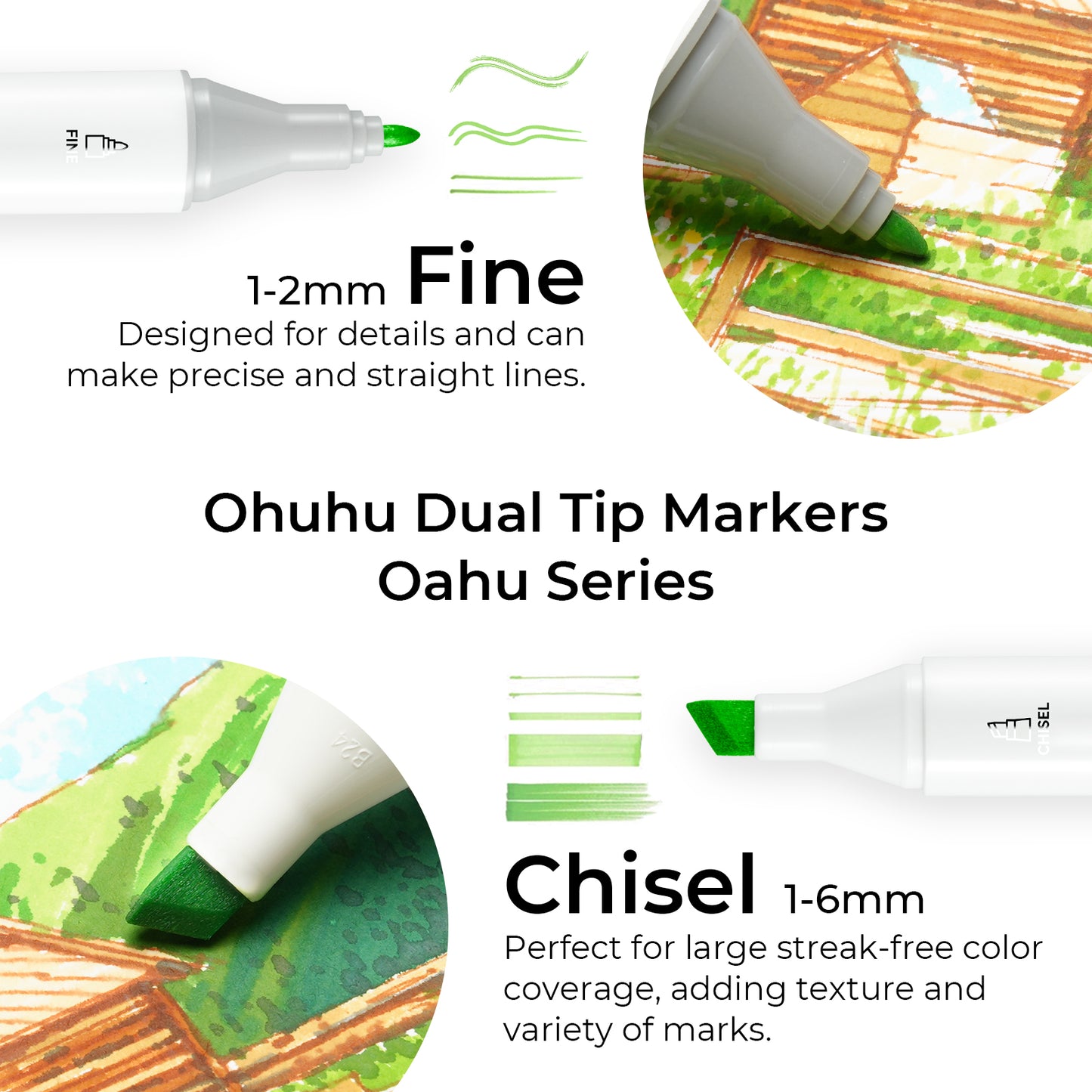Ohuhu Oahu 60 Colours Dual Tip Alcohol Art Markers