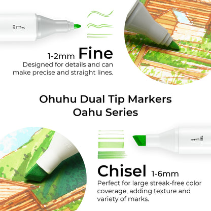 Ohuhu Oahu 60 Colours Dual Tip Alcohol Art Markers