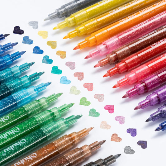 Ohuhu Glitter Metallic Marker Pens, 24 Colours