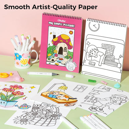 Ohuhu Colouring Book, Double-Sided, Bleedproof - My Simple Pleasure